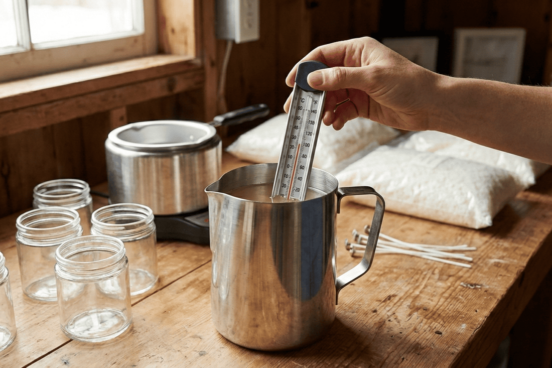 ¿A qué temperatura verter la cera de soja?