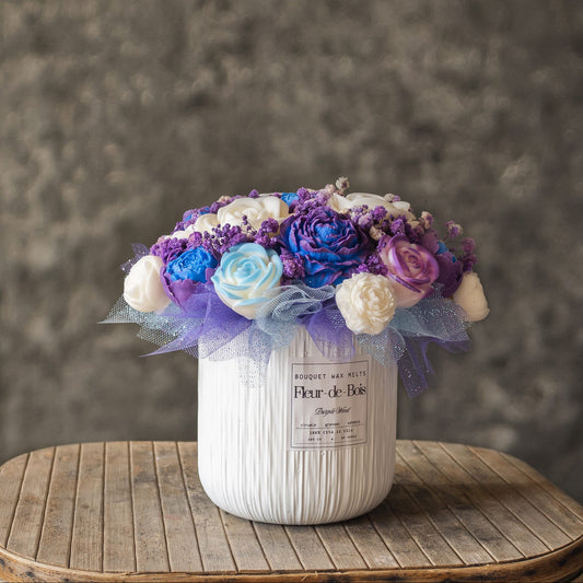 Classic Soy Wax Peony and Rose Bouquet Fleur-de-Bois PURPLE WOOD